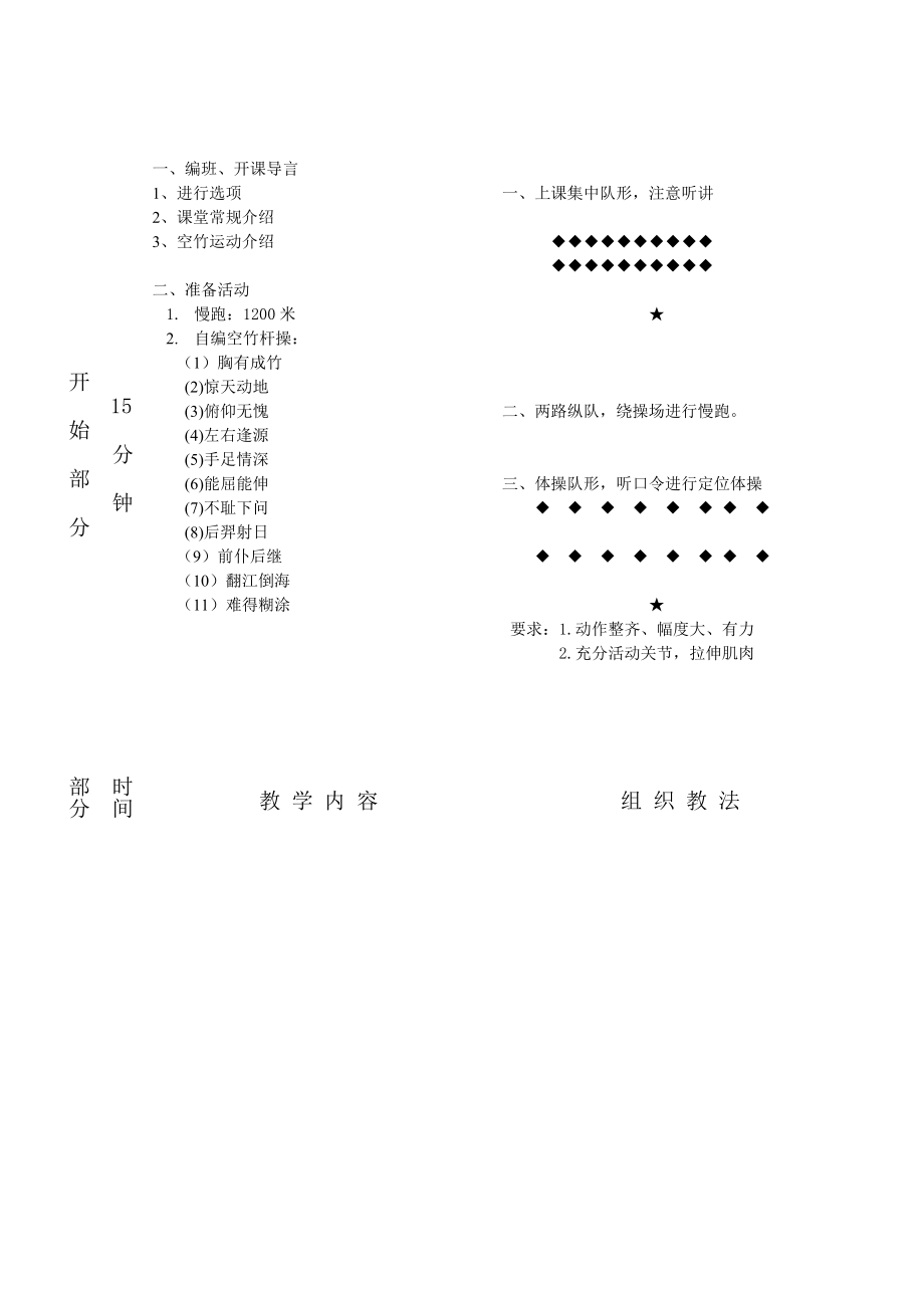 北京科技大学体育课教案.doc