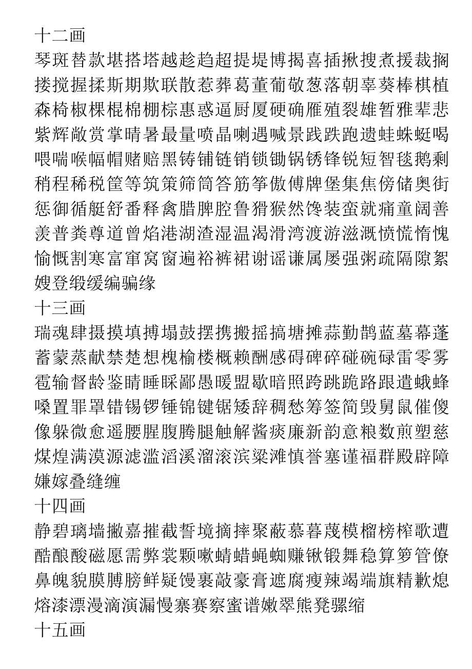 常用字笔画顺序表篆书.doc