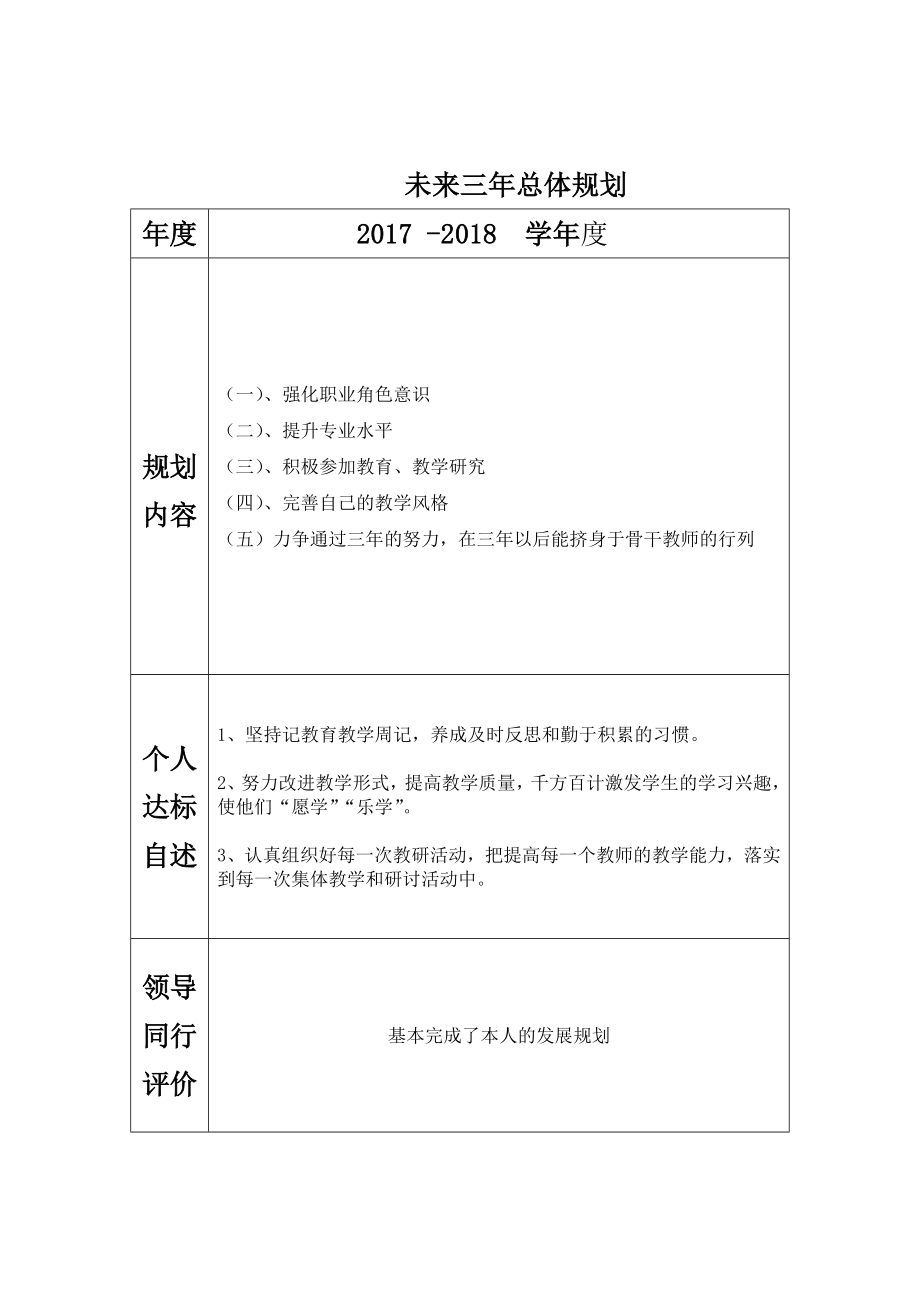 教师未来三年规划word参考模板.doc