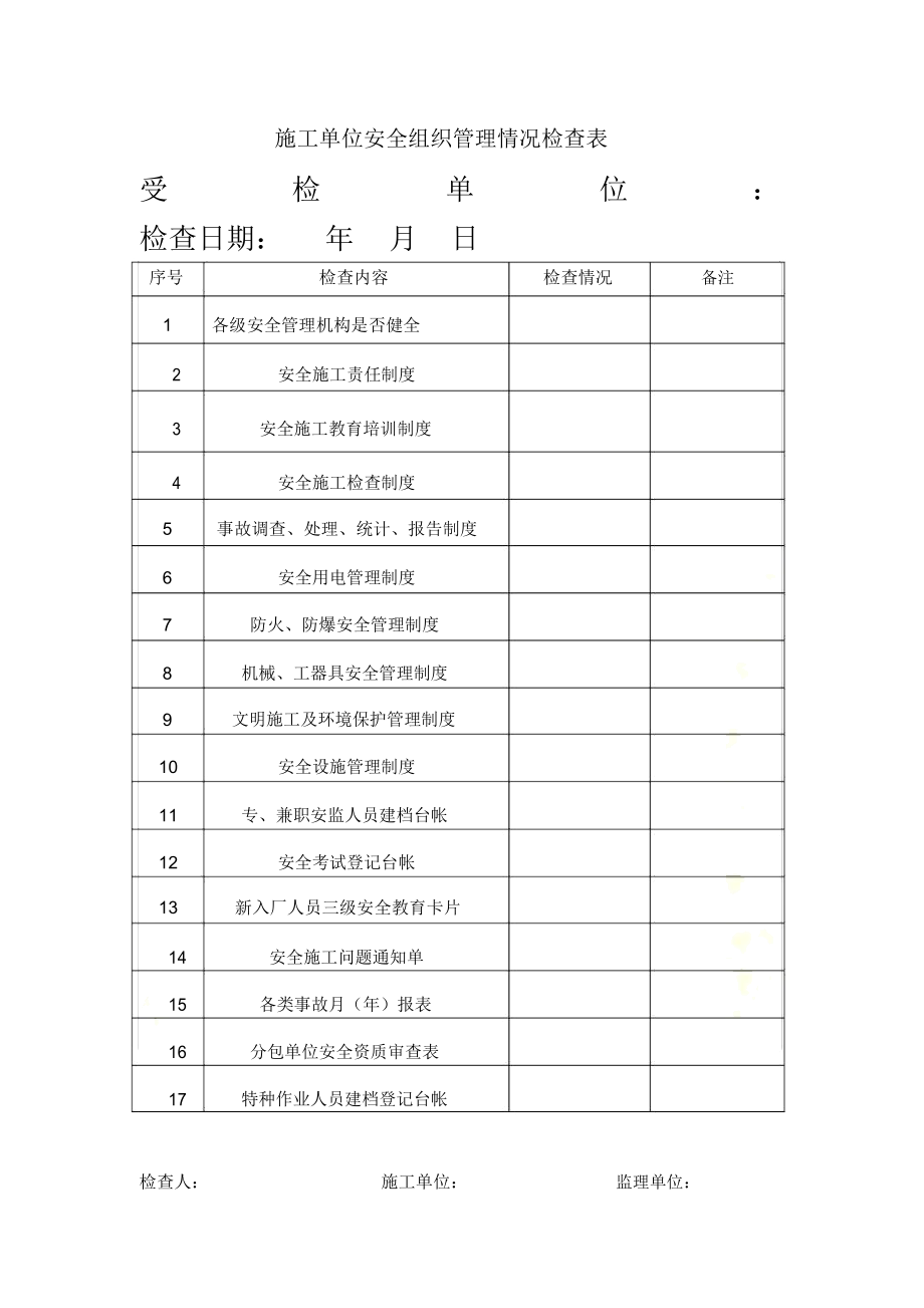 监理安全检查表格.doc