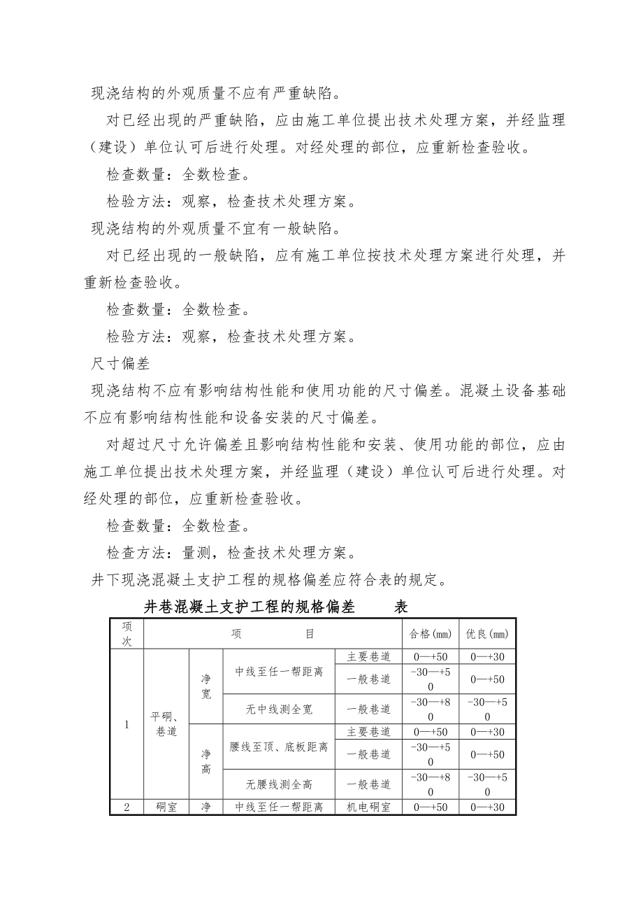 井下浇筑砼支护工艺标准规范.doc