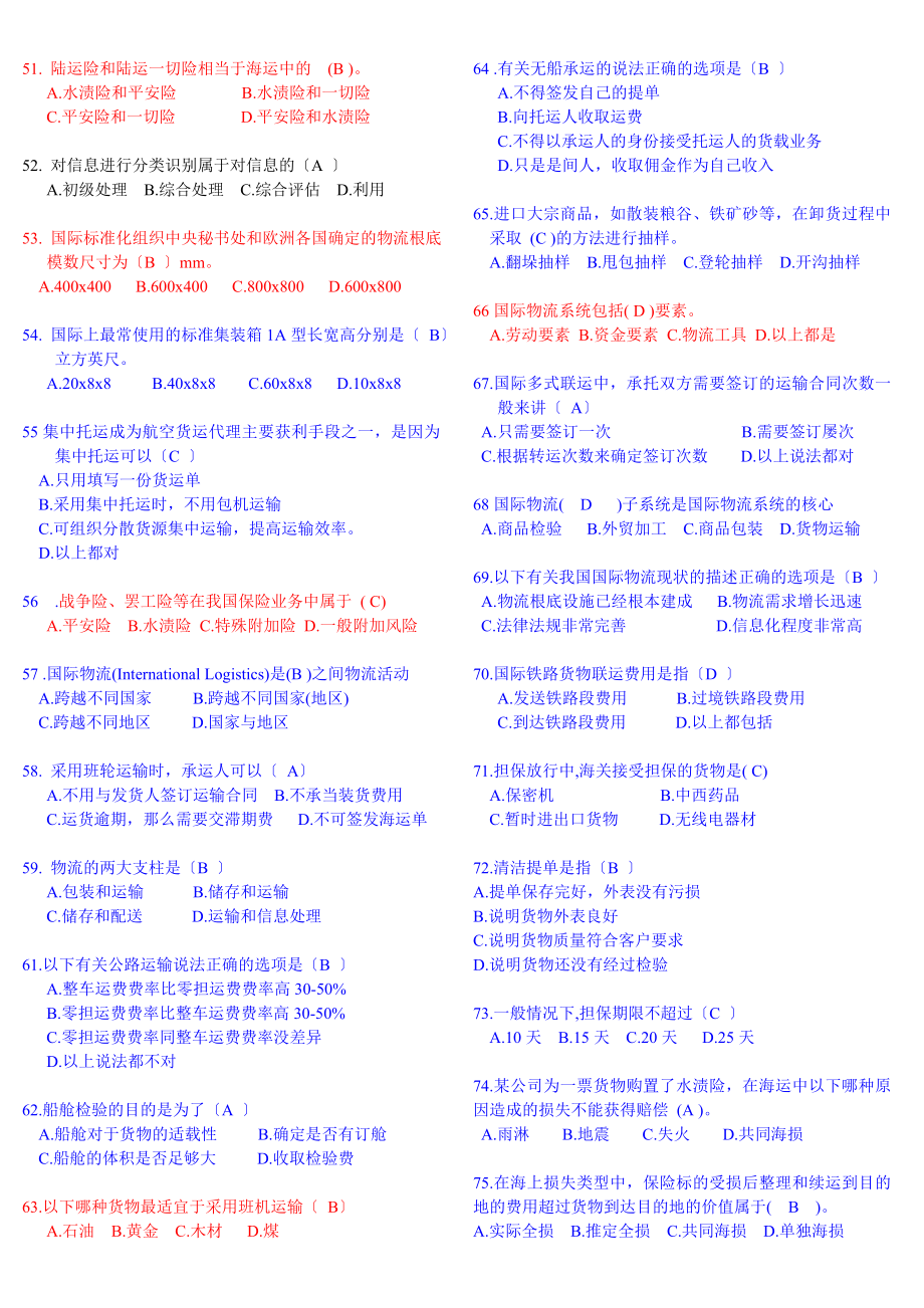 最新国际物流期未复习资料.doc