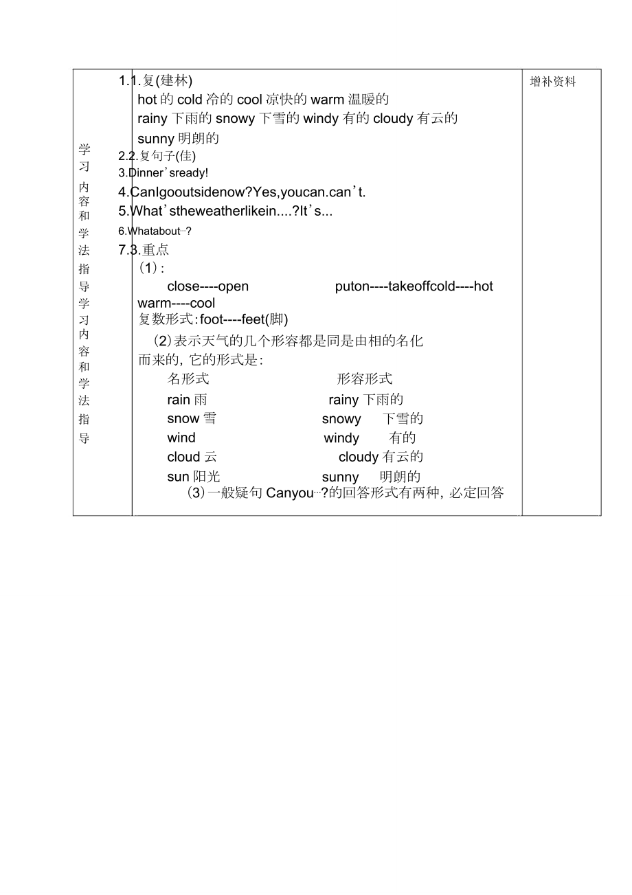 pep四年级下册英语总结复习教案.doc