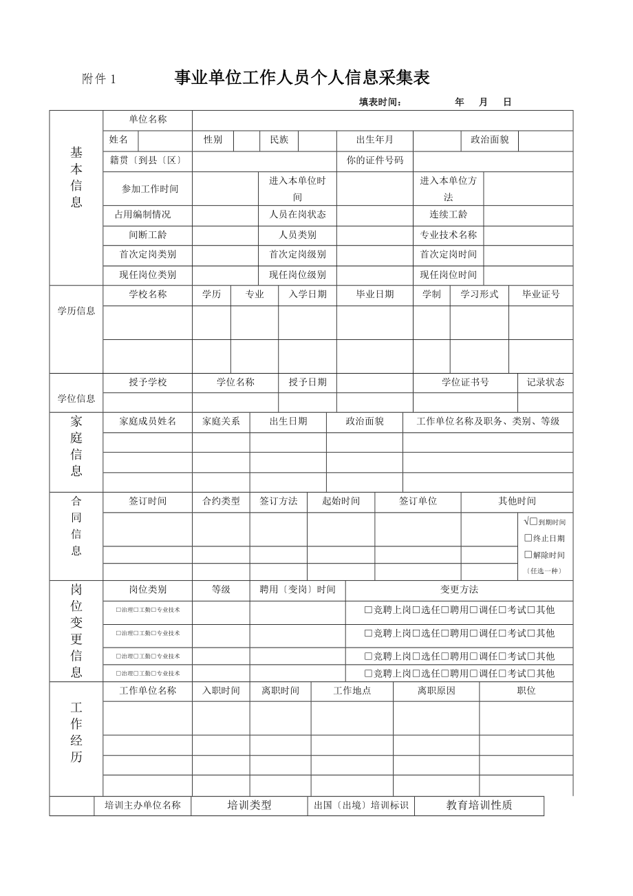 事业单位工作人员个人信息采集表.doc