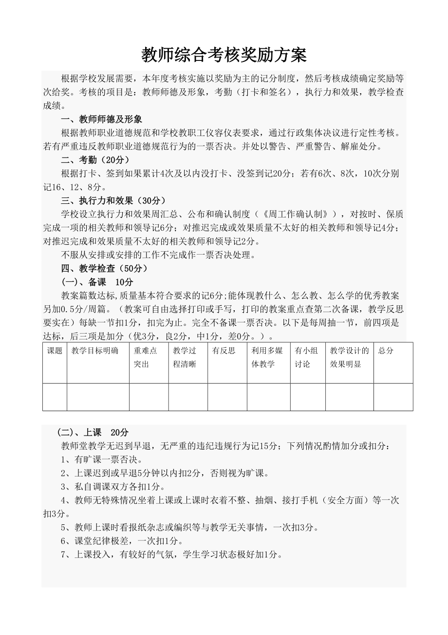 教学教师奖励方案☆精品word☆.doc