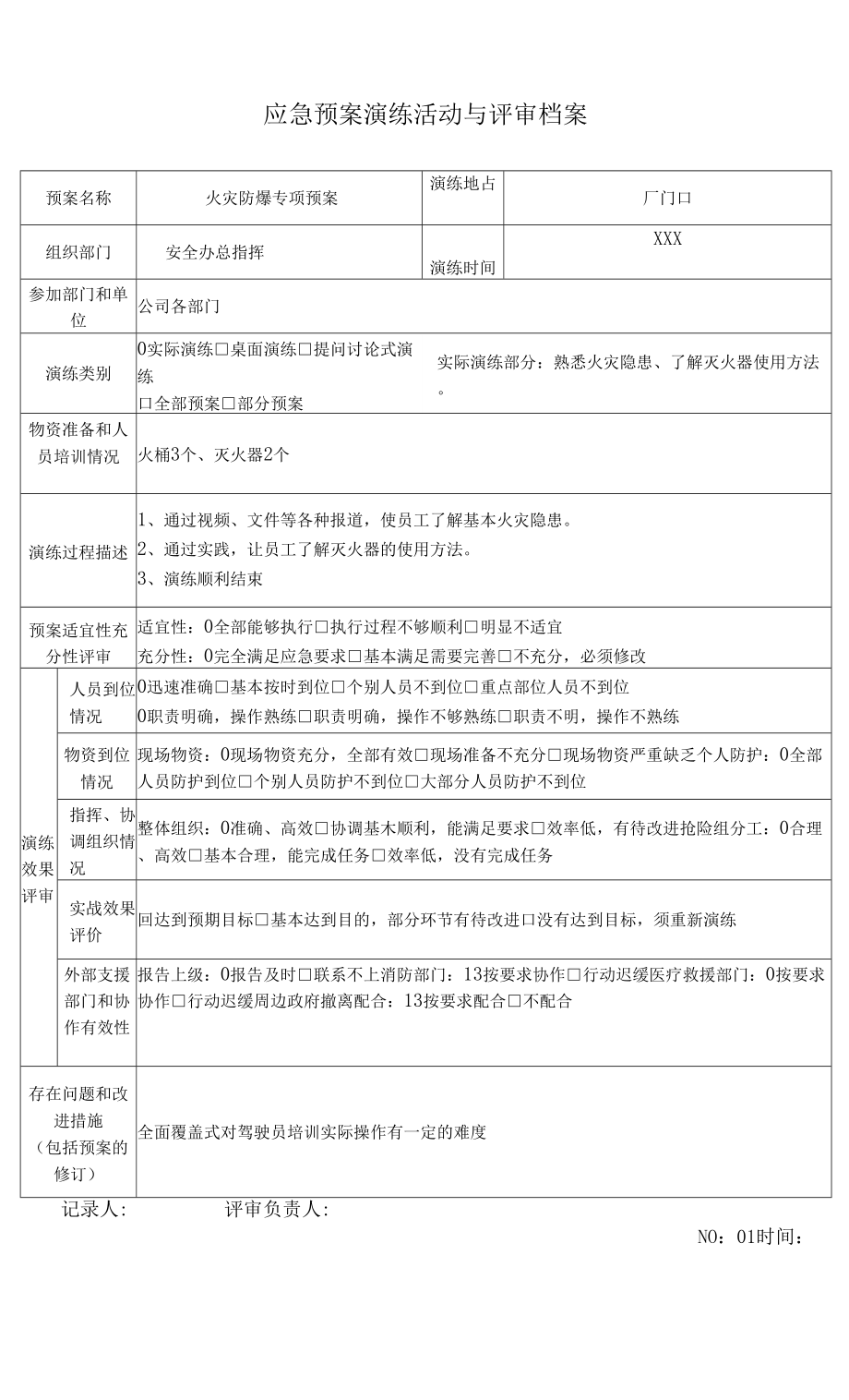 【安全员台账】应急演练评估效果表.doc