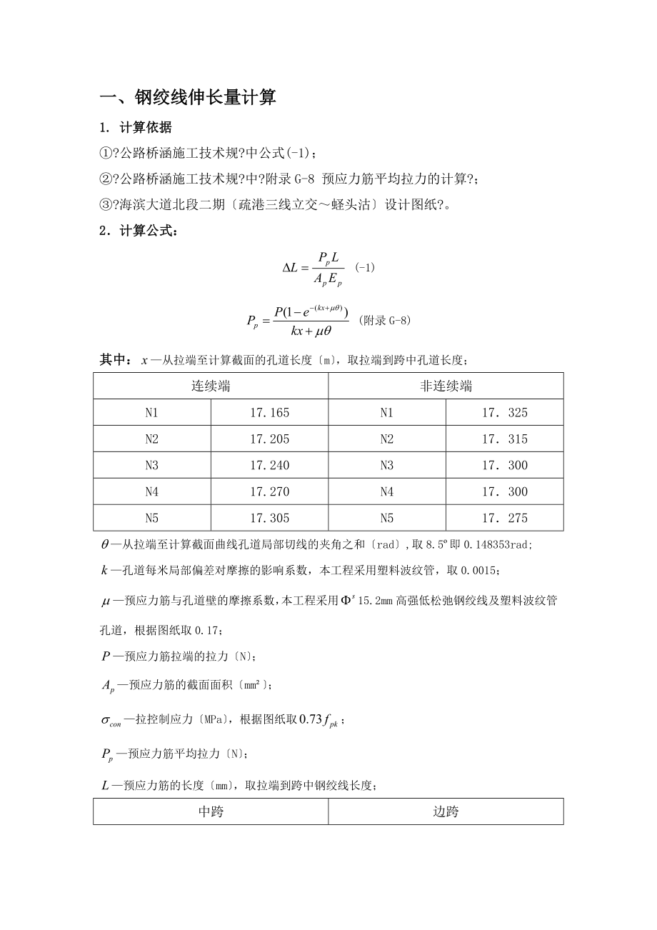 预应力张拉伸长量计算书后张法..doc