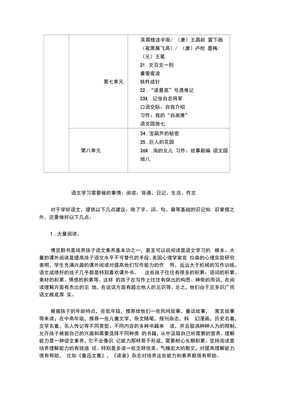 部编版四年级语文上下册教材课文目录3.doc