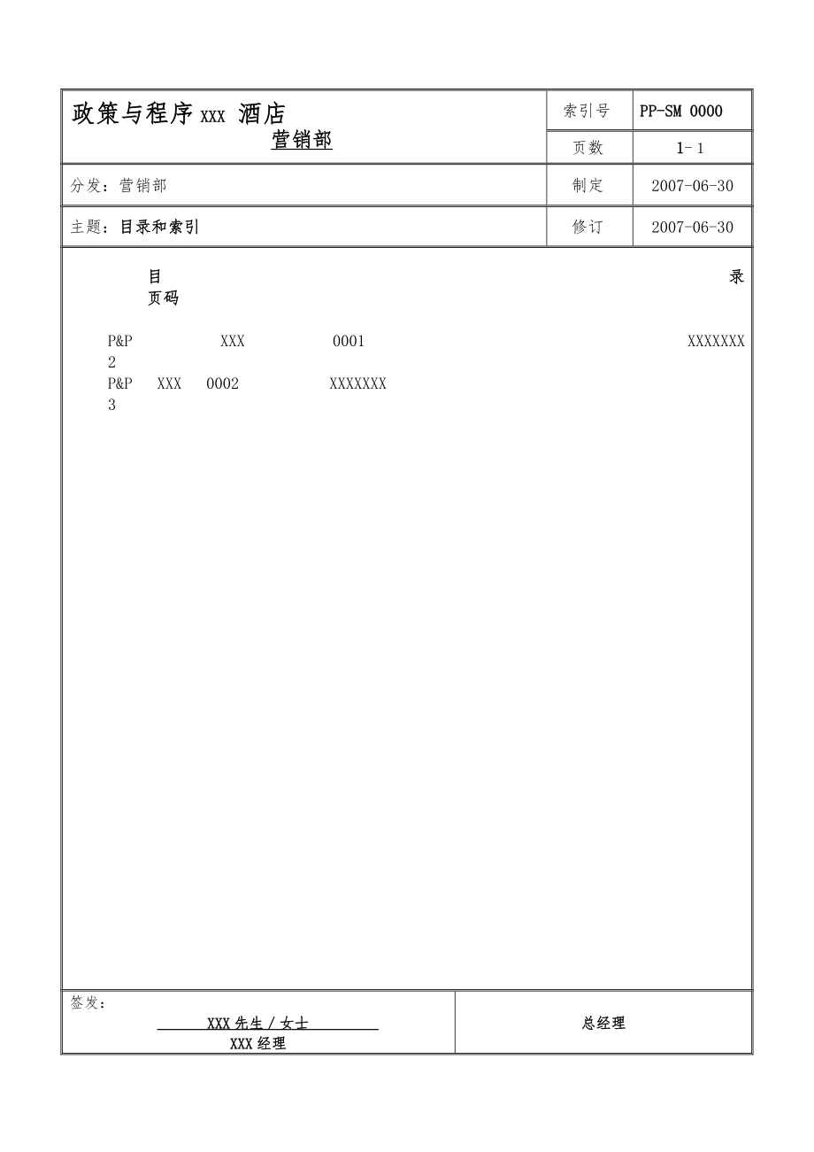 酒店营销政策和程序文件.doc