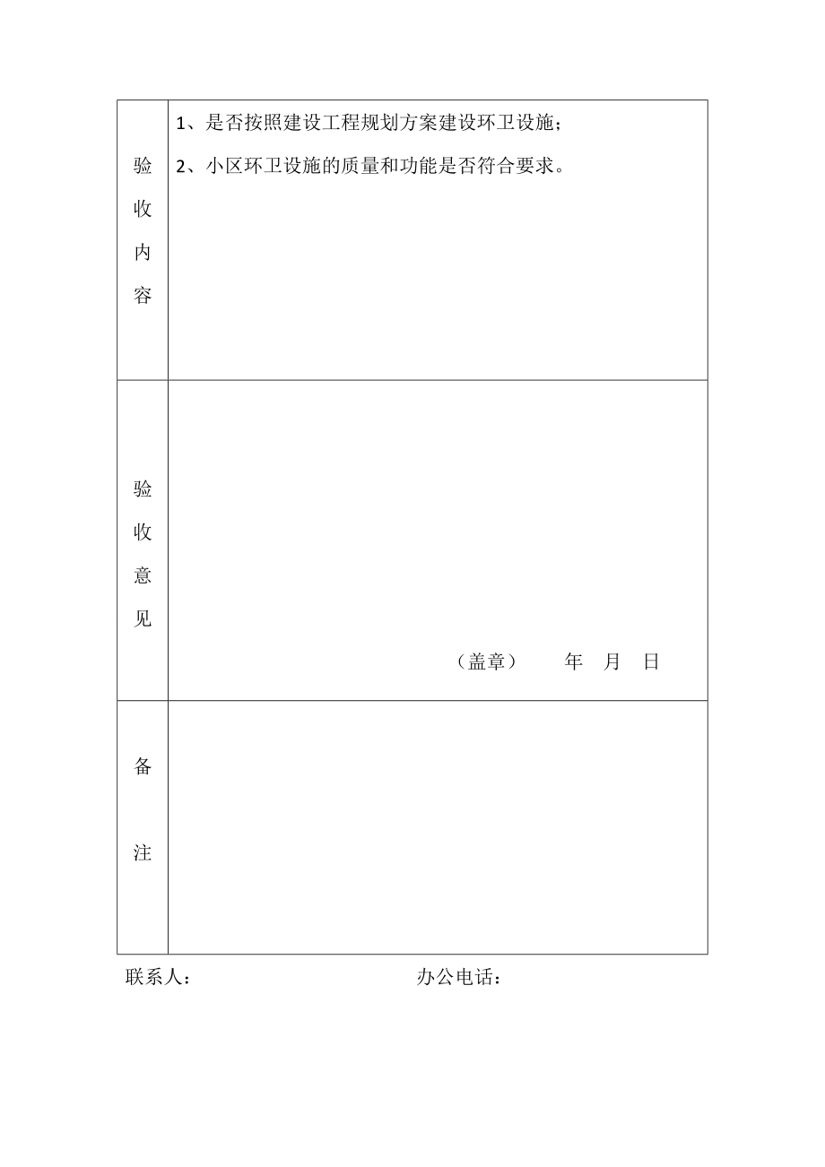 综合查验市容部门分项验收表.doc