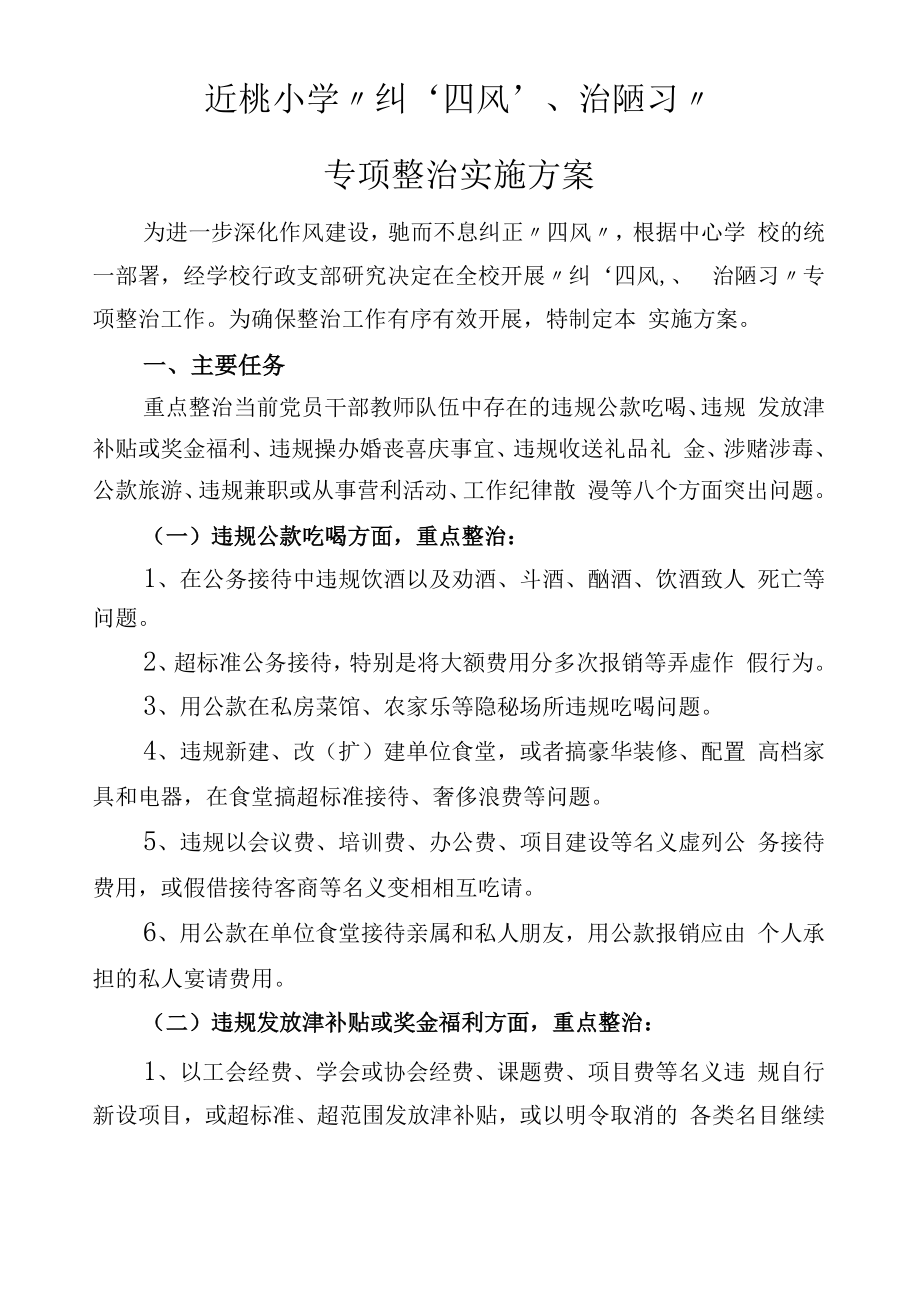 纠‘四风’治陋习专项整治实施方案.doc