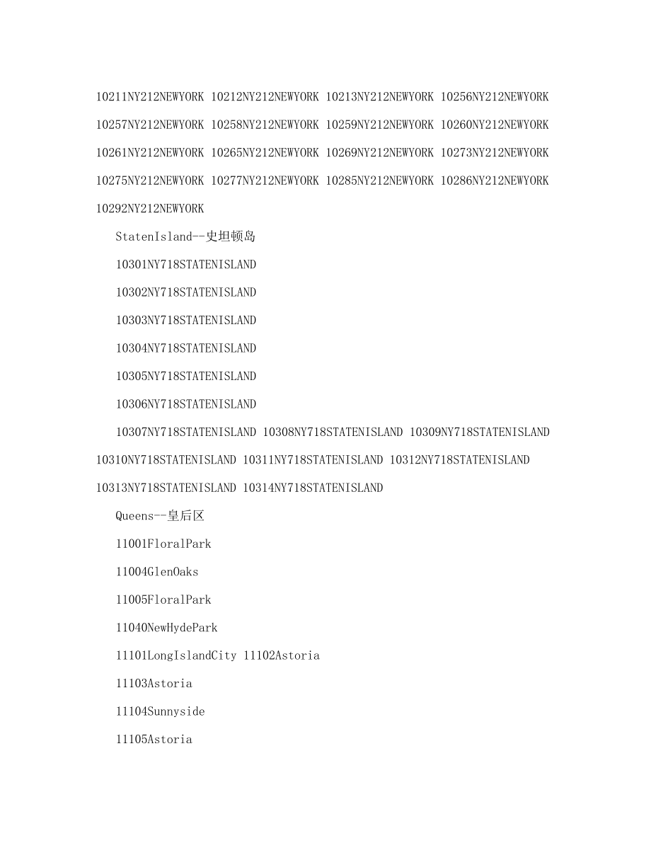 请问美国纽约邮政编码是多少.doc