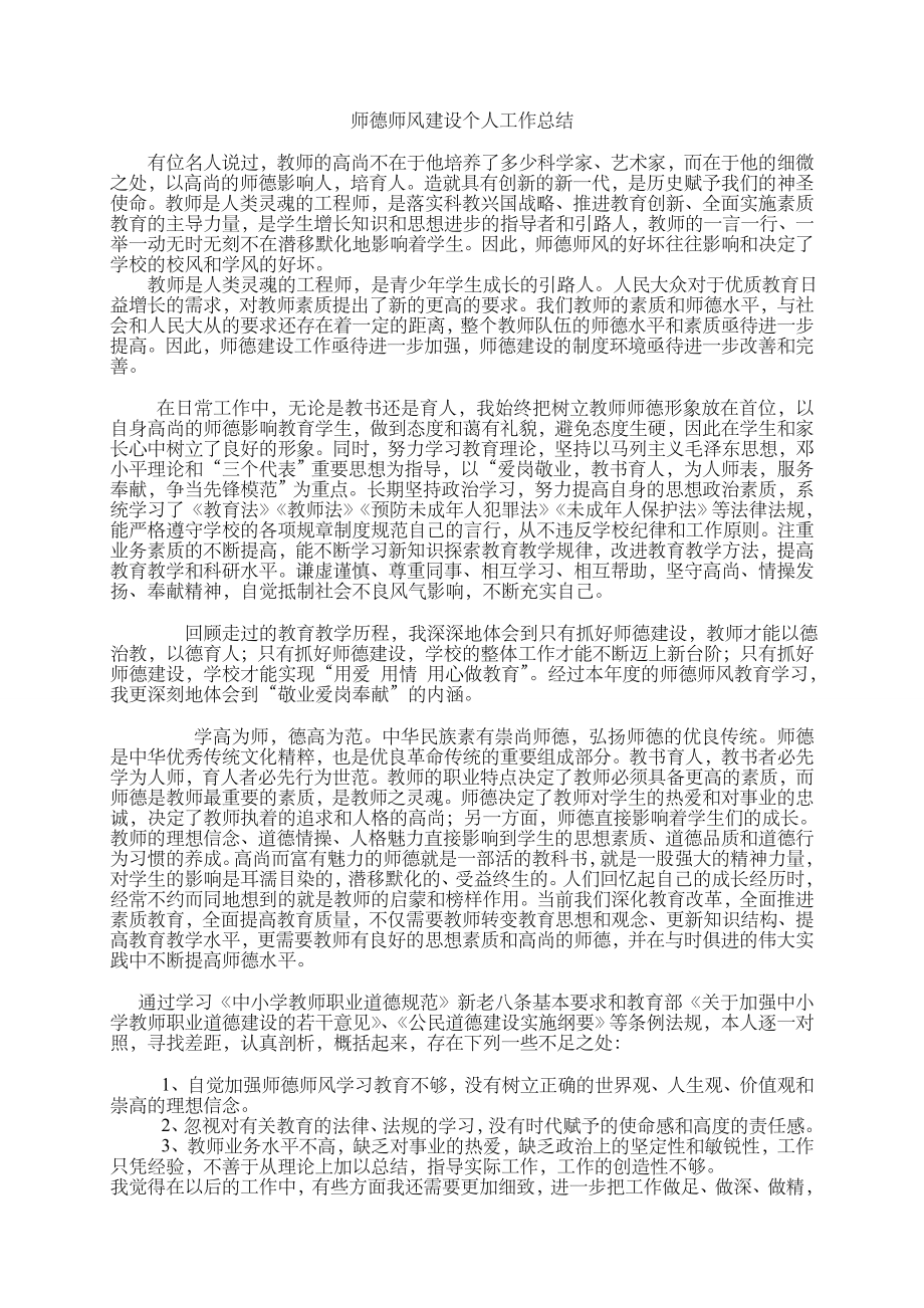 师德师风建设个人工作总结.doc