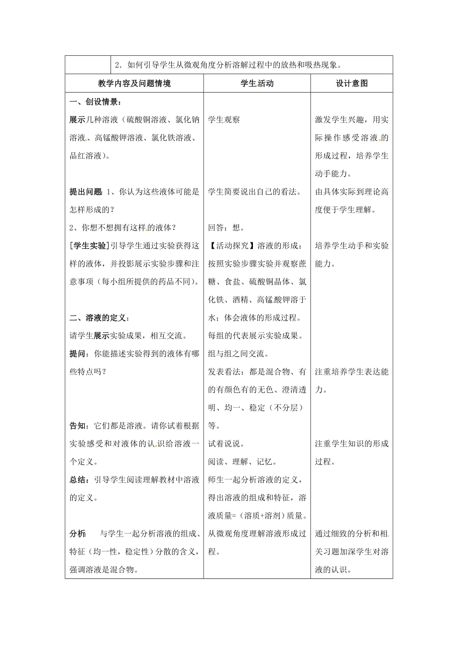 九年级化学《溶液的形成》教案.doc