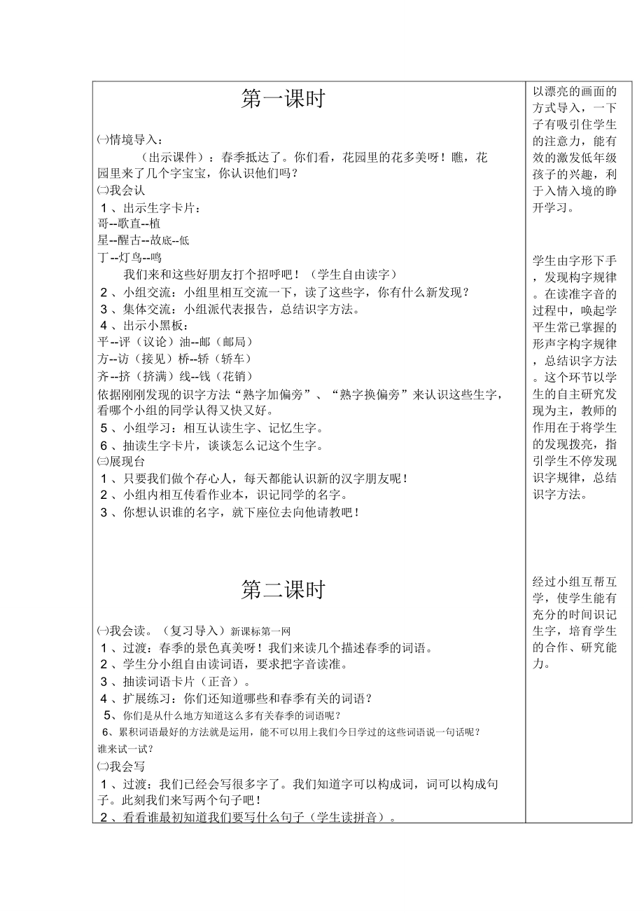 人教版一年级下册语文教案教学反思全册.doc