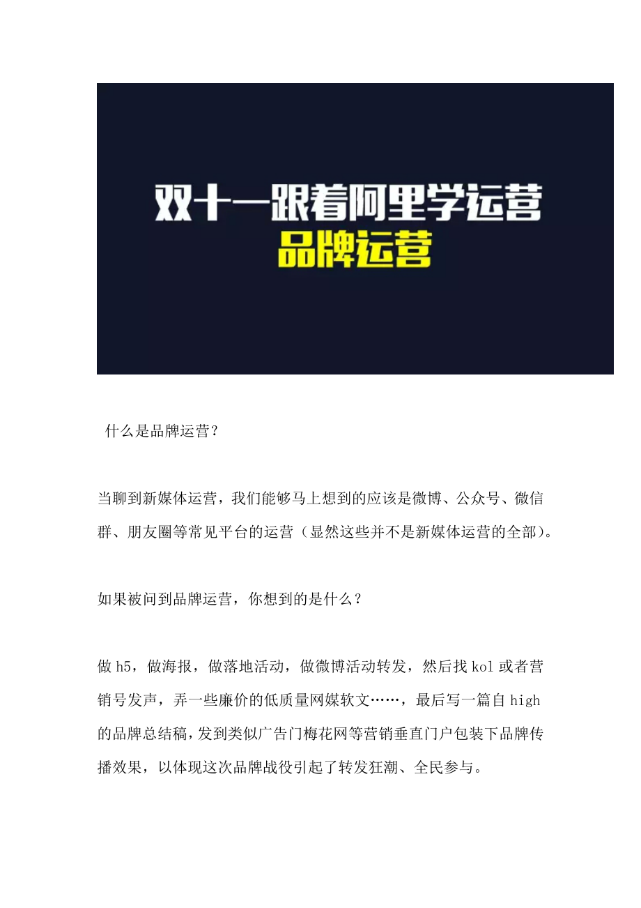 如何做品牌运营解读阿里双十一品牌营销策划方案.doc