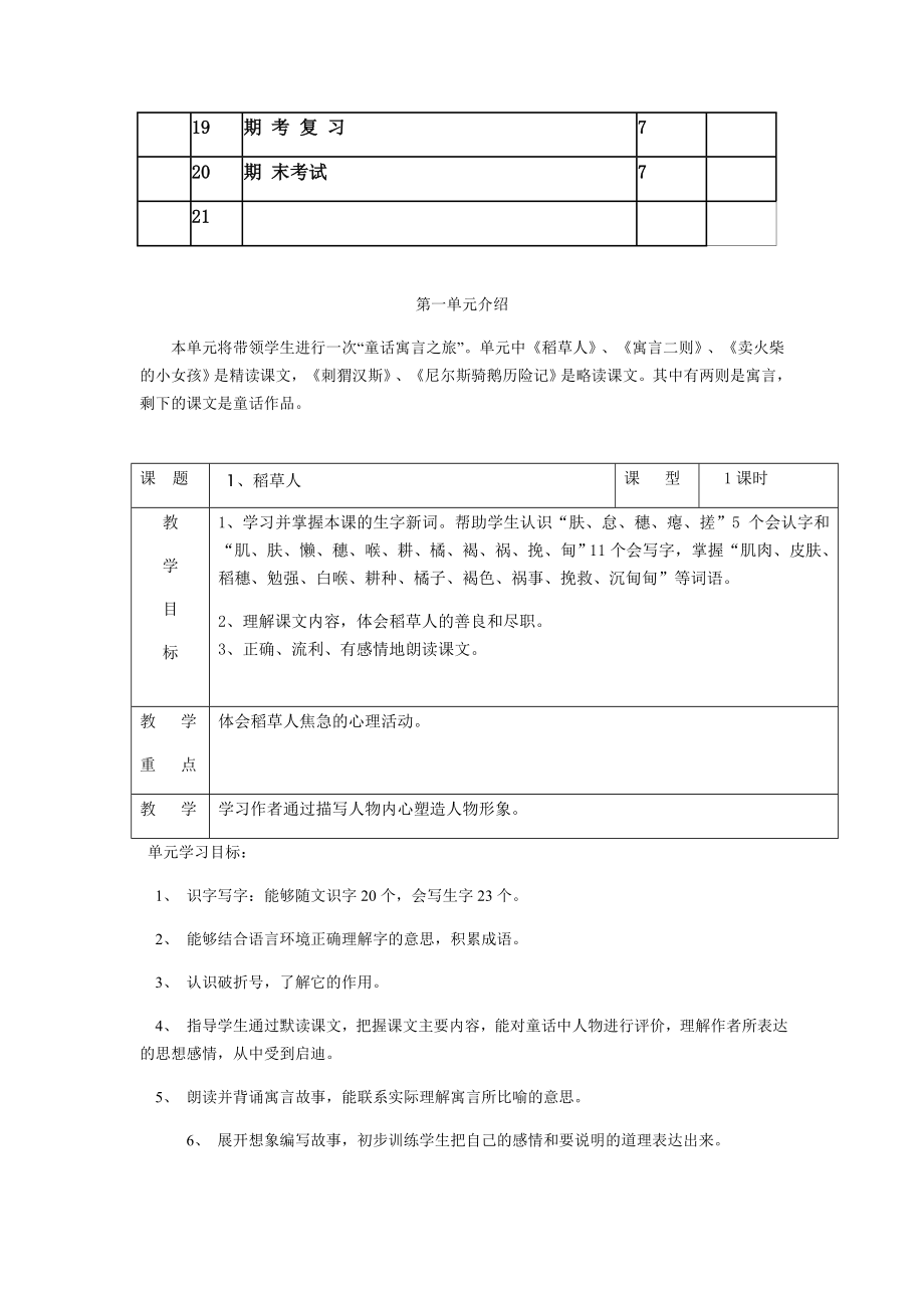 小学语文六年级上册第11册表格式教案全册教案.doc