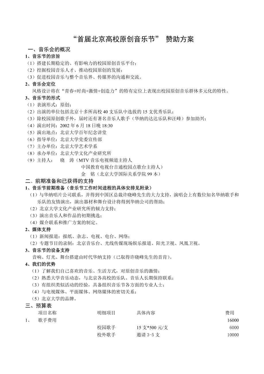 关于音乐会赞助方案.doc