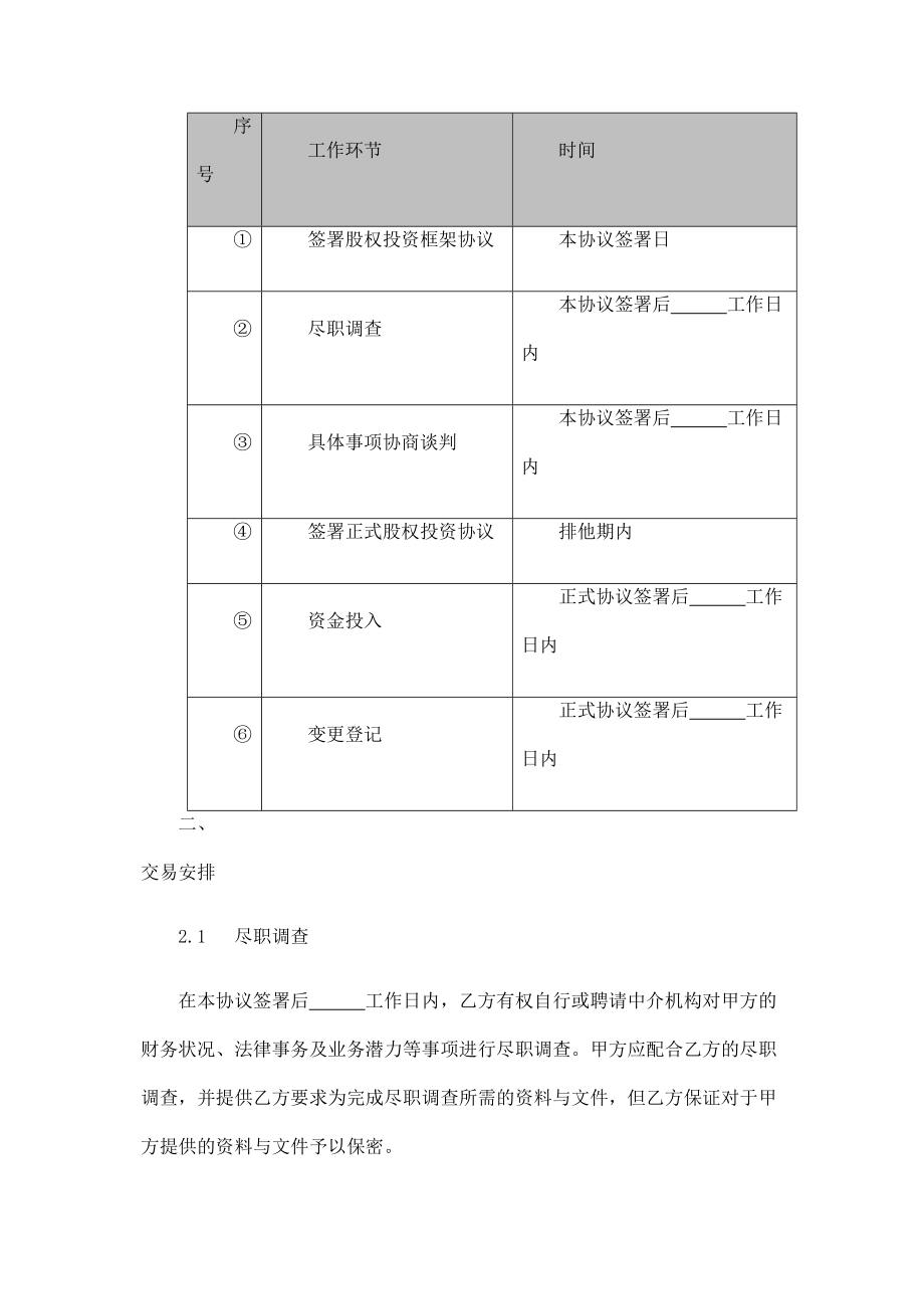 股权投资框架协议版.doc