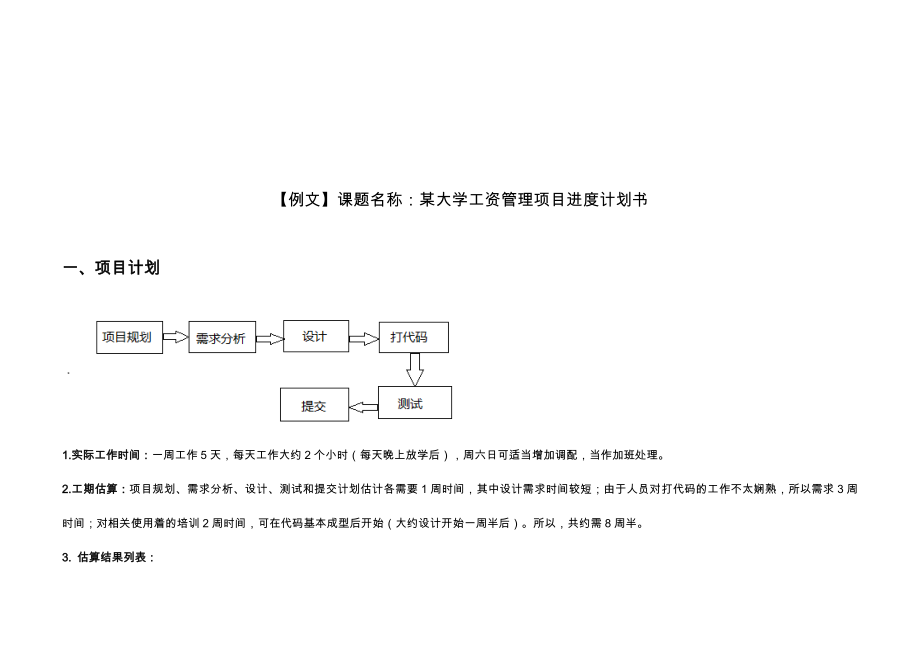 某大学工资管理项目进度计划书.doc