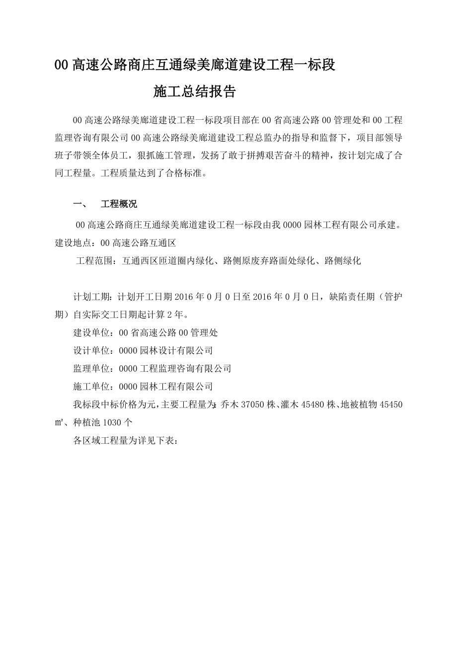 公路绿化施工总结.doc