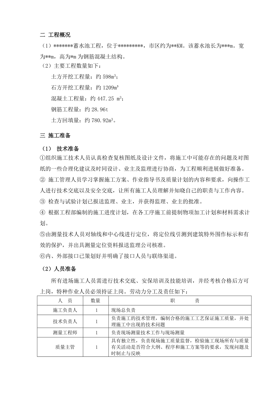 综合给水蓄水池土建结构工程施工方案.doc