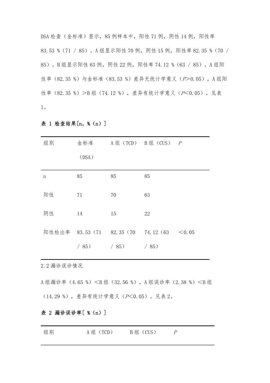 经颅多普勒超声和颈部血管超声在脑梗死诊断中的临床价值分析.doc