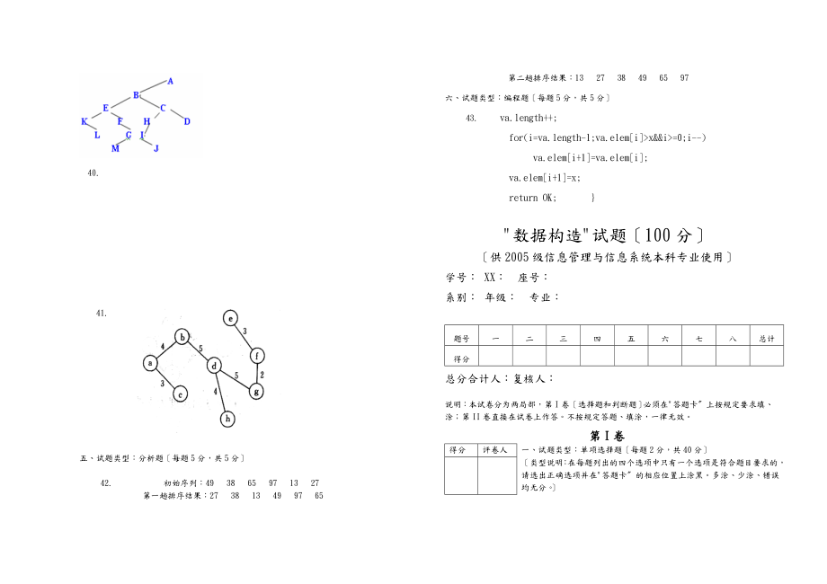 数据结构期末考试题答案详解.doc