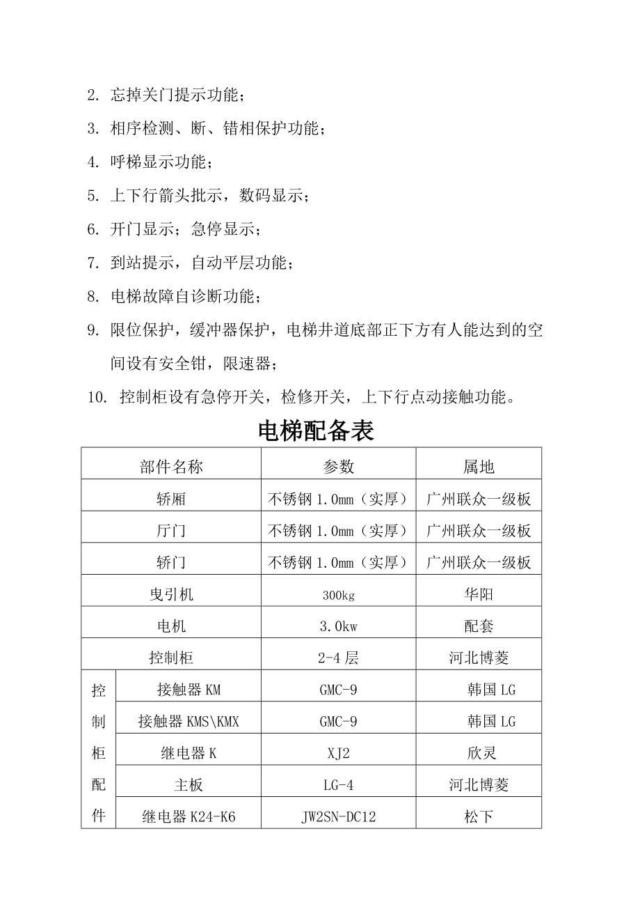 300公斤餐梯不验收报价书.doc