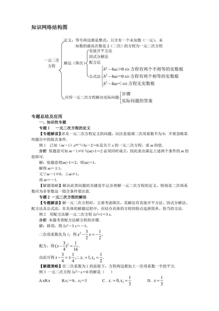 一元二次方程中考复习.doc