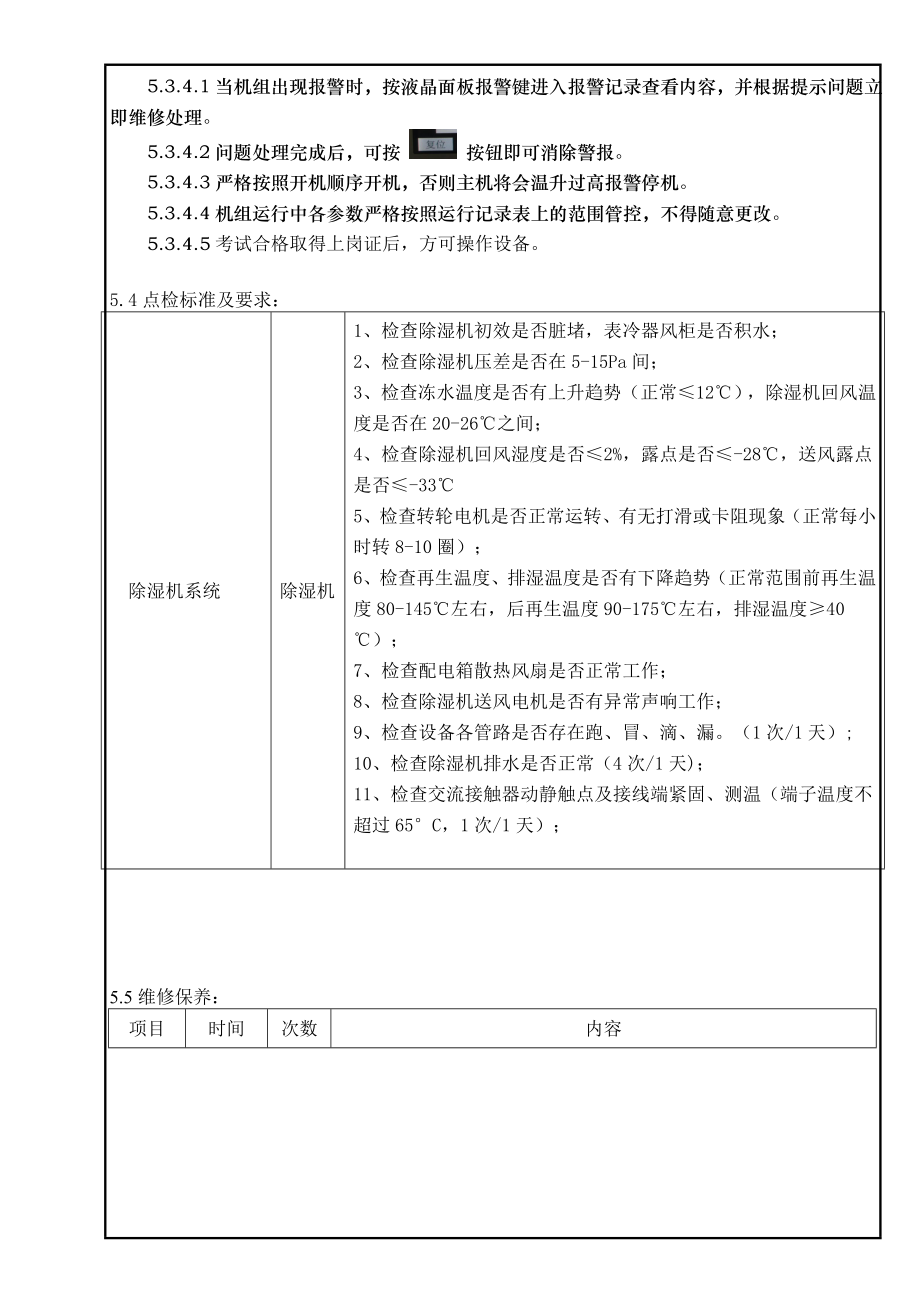 双转轮除湿机操作规程.doc