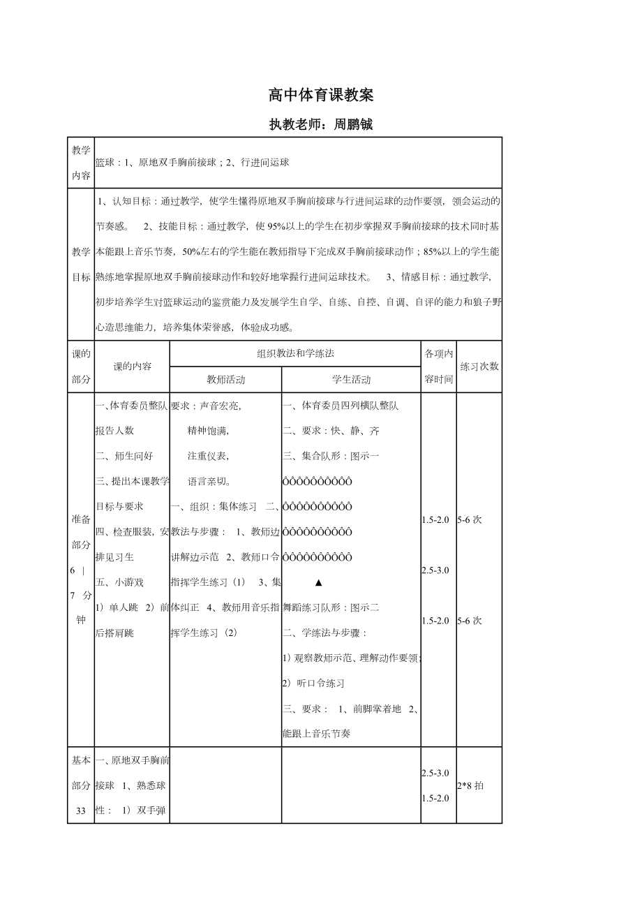 中学高中体育篮球课教案.doc