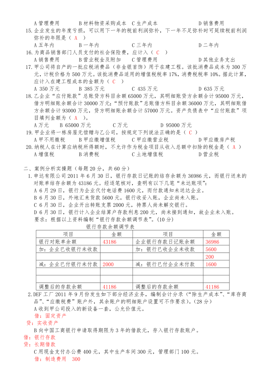 财务会计笔试习题答案.doc