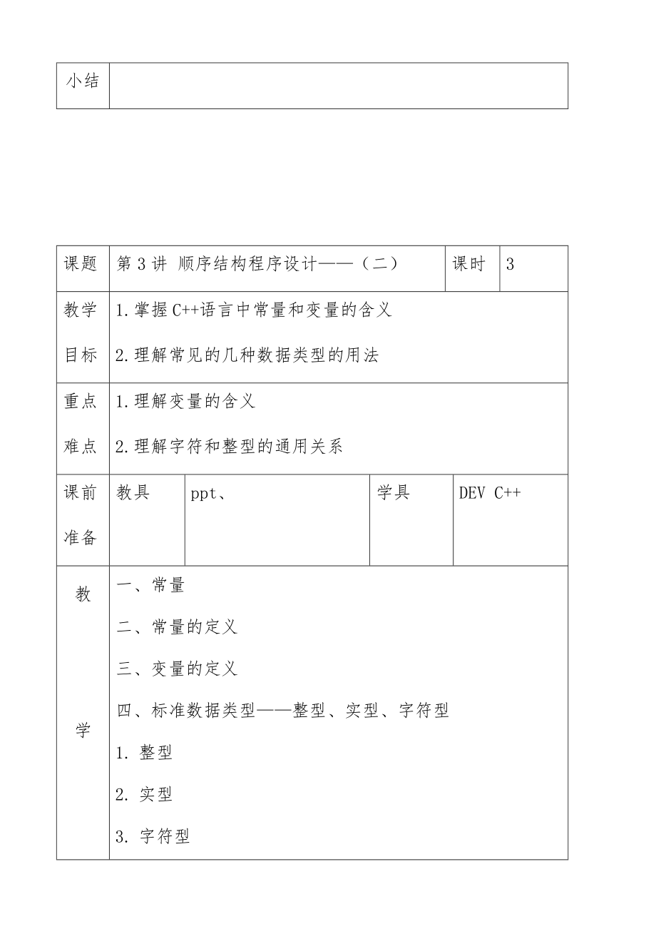 编程社团课程教案.doc