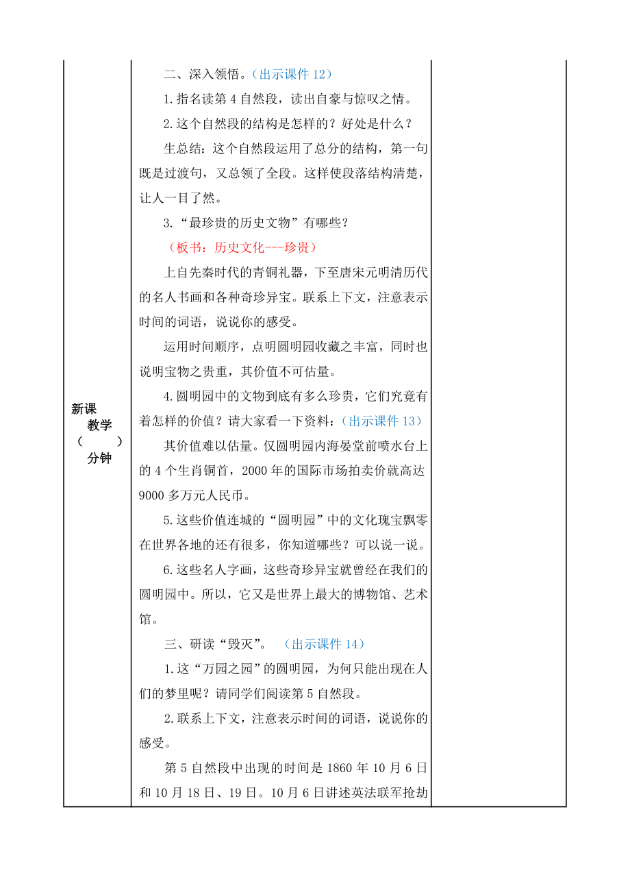 部编版五年级上册语文圆明园的毁灭教案.doc