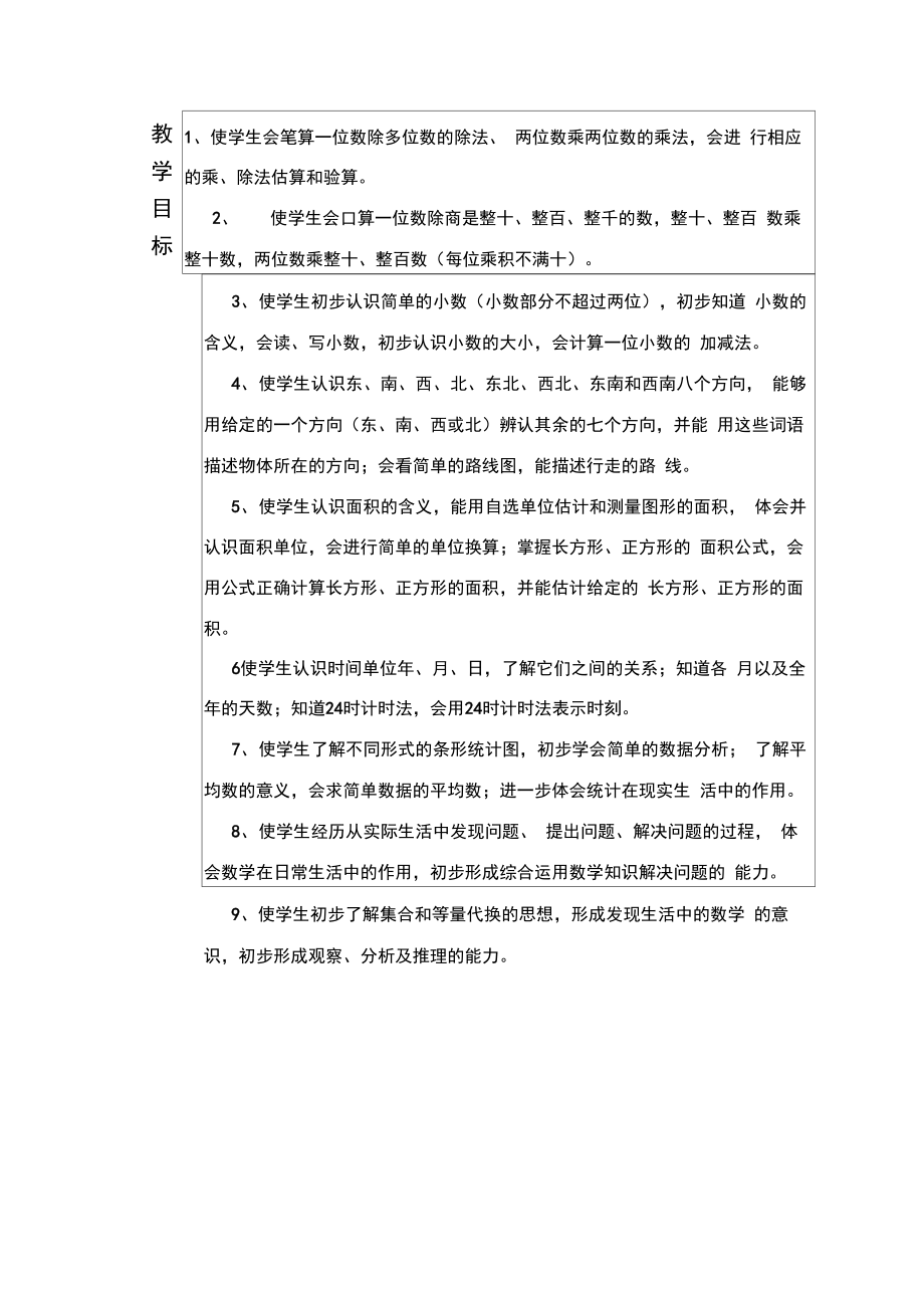 人教部编版三年级下册数学教学计划.doc