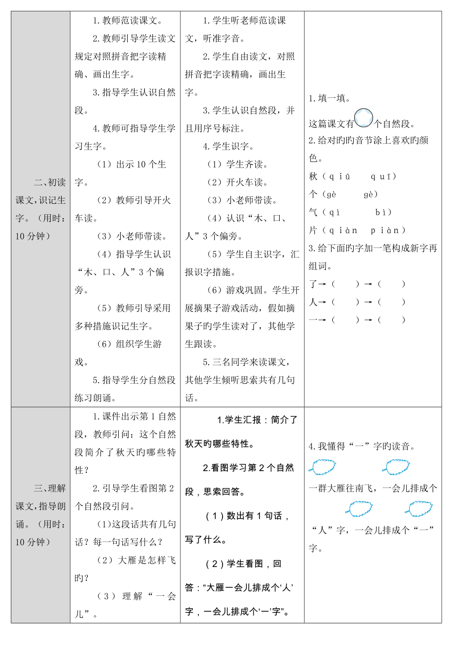 2023年部编版一年级语文上册全单元教案.doc