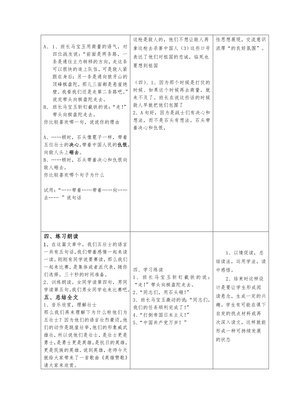 狼牙山五壮士教学教案设计.doc