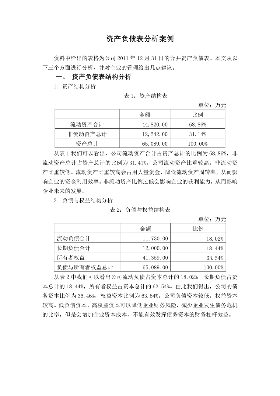 资产负债表分析案例.doc