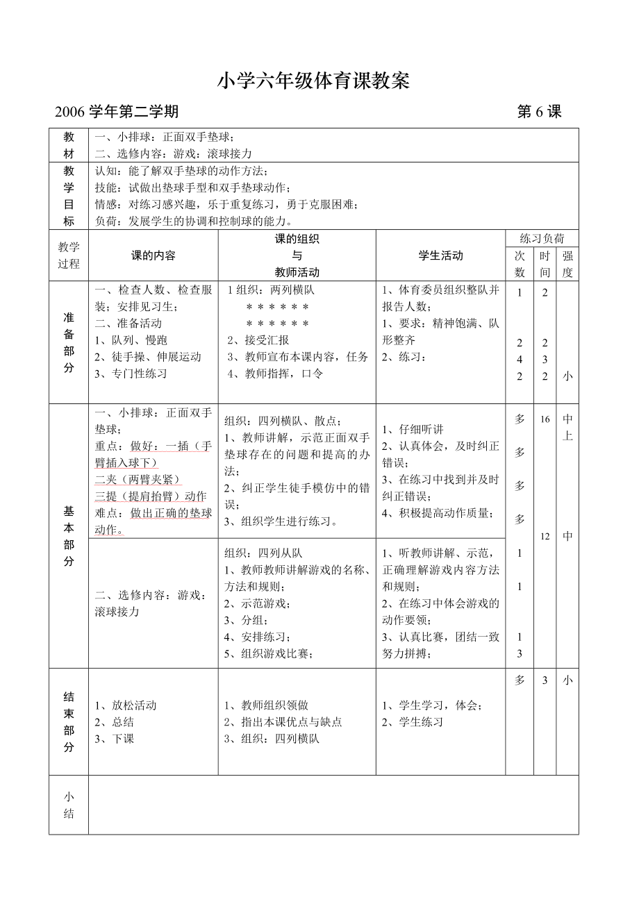 六年级全册体育教案.doc