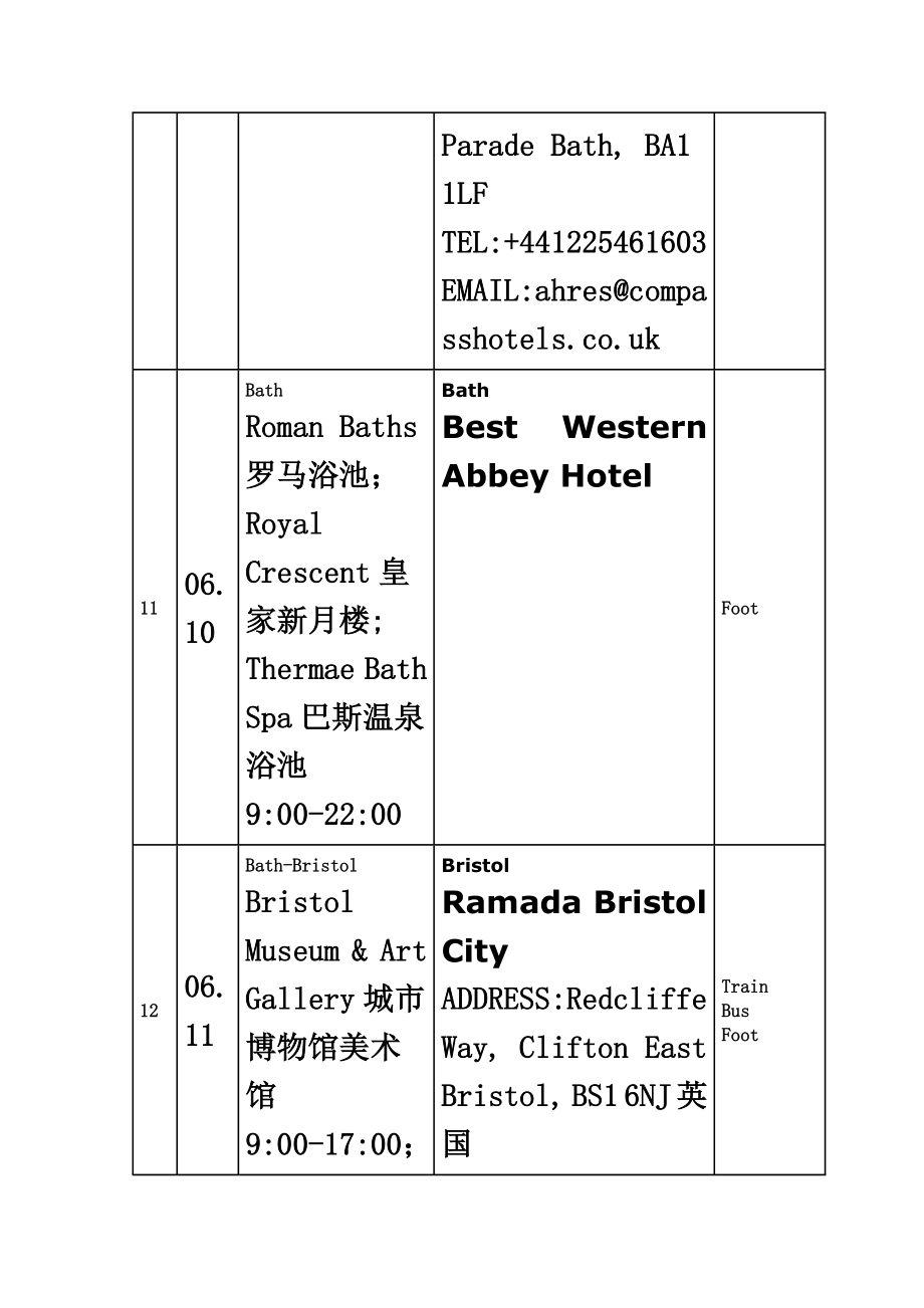 申请英国旅游签行程单2.doc