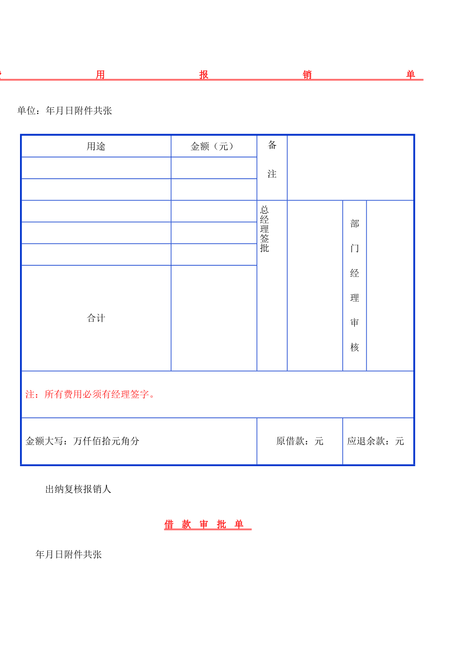 费用报销单电子版适用小规模般纳税人.doc