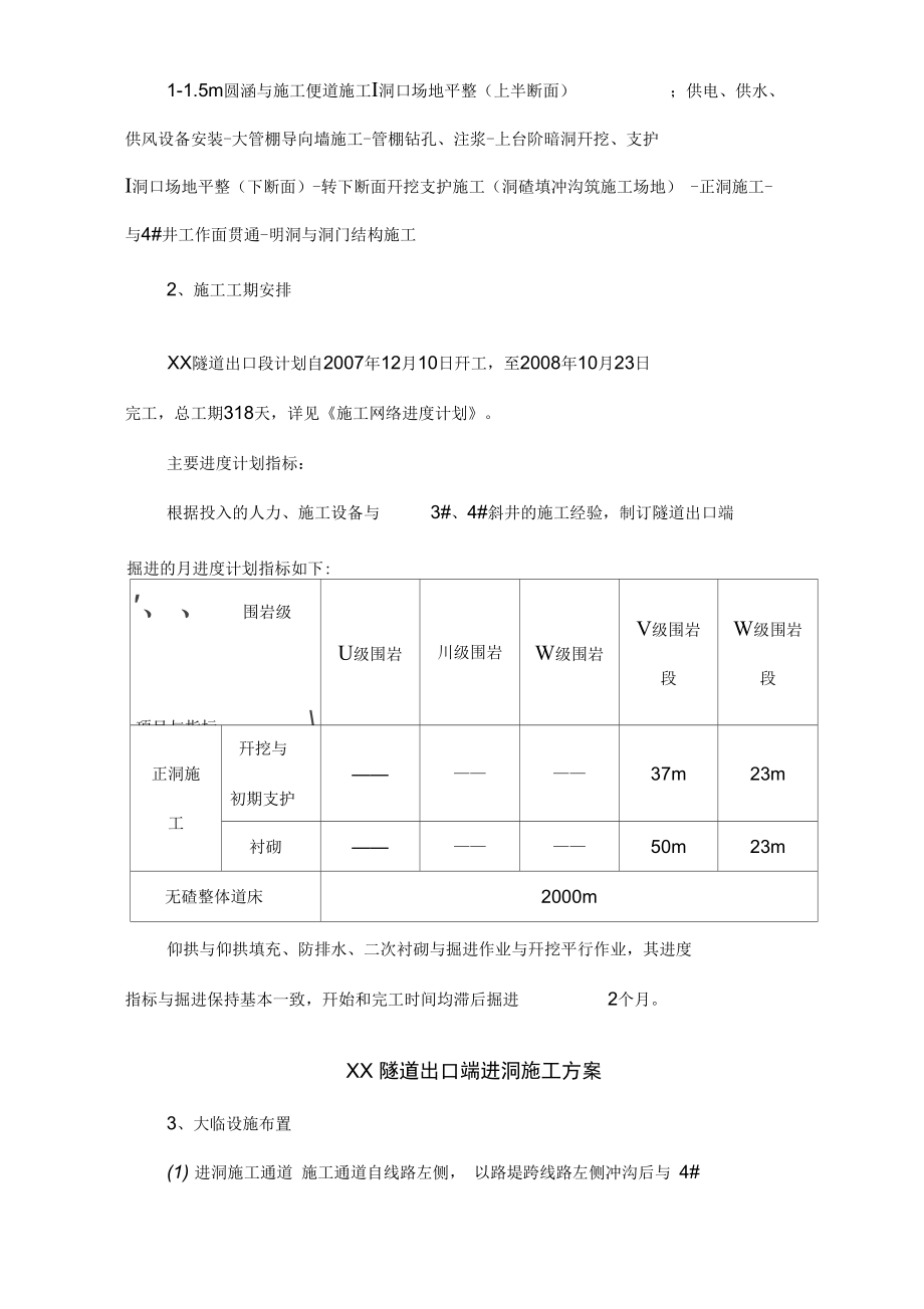 XX隧道出口端进洞施工方案.doc