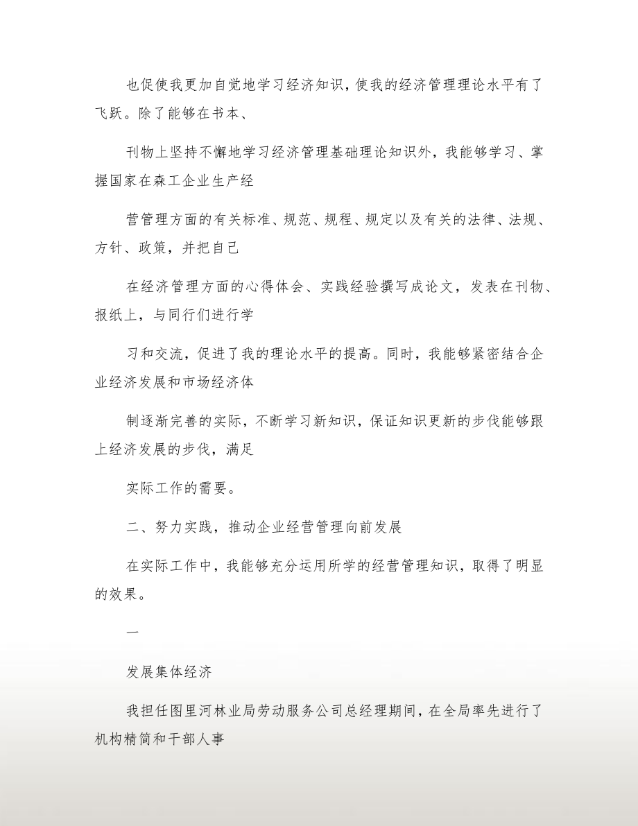 xx年高级经济师个人专业技术工作总结.doc