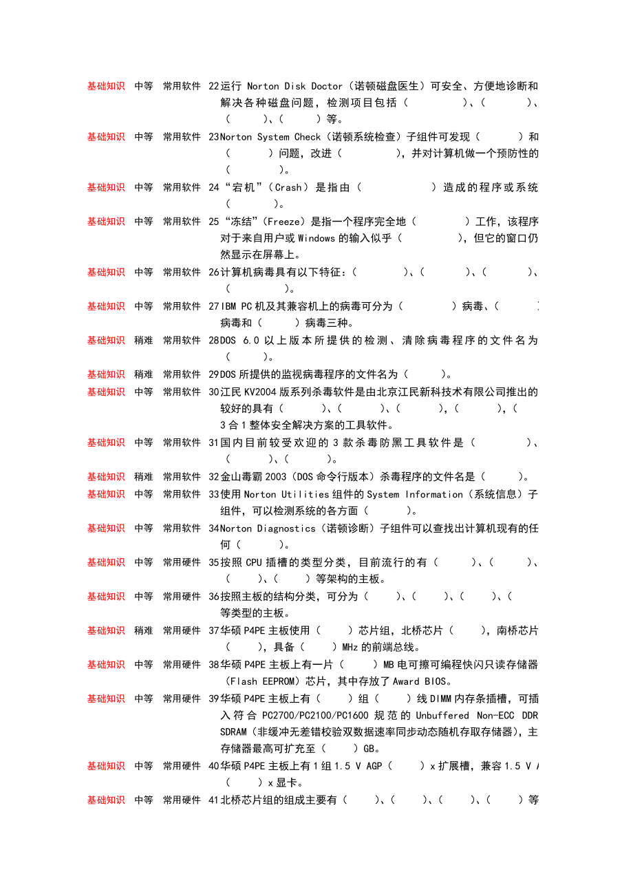 计算机维修与维护试题库2.doc