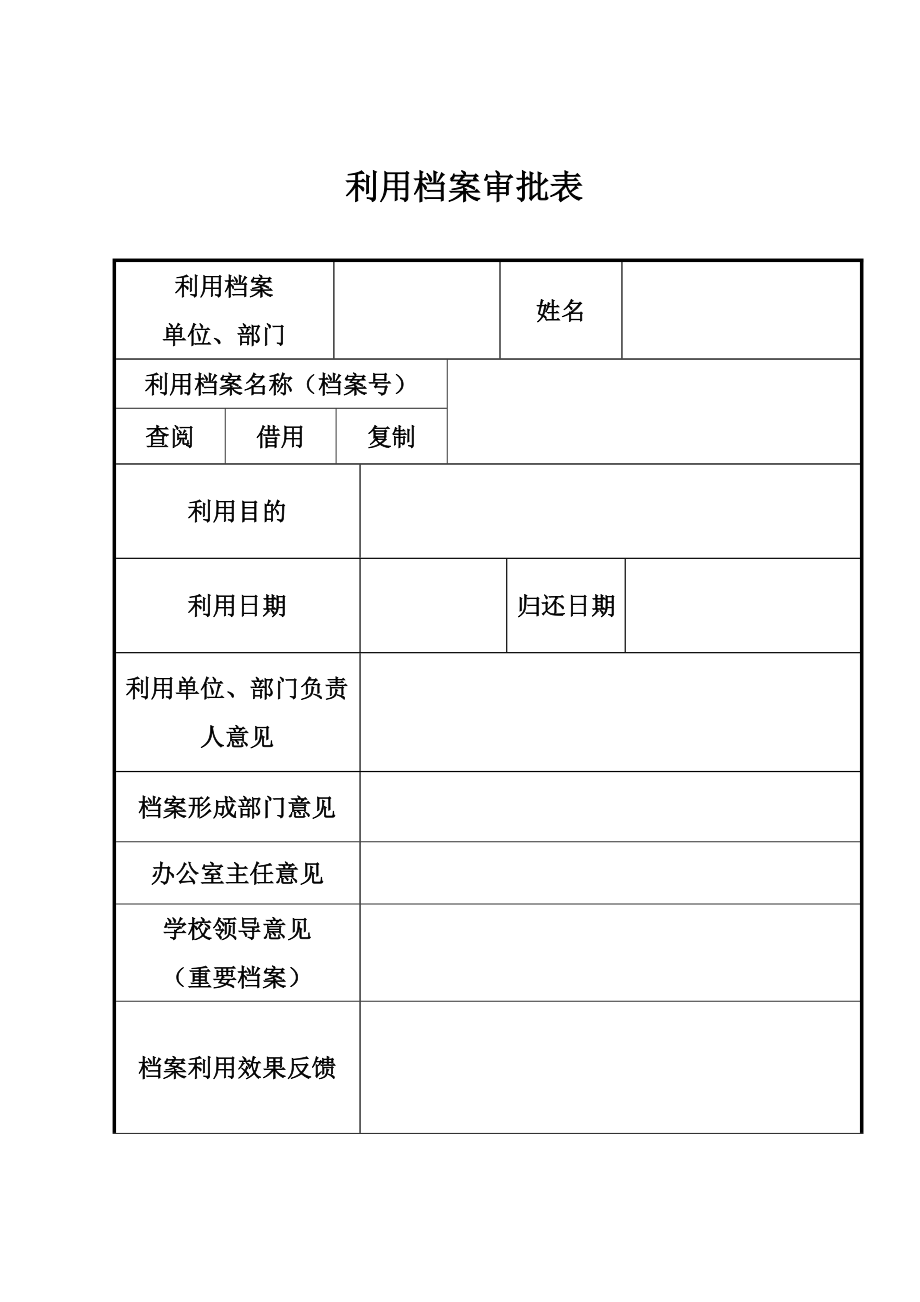 利用档案审批表.doc