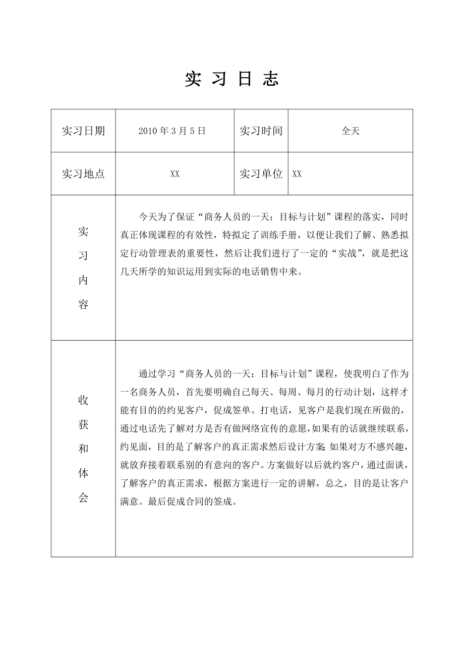 电话销售实习日志42篇.doc