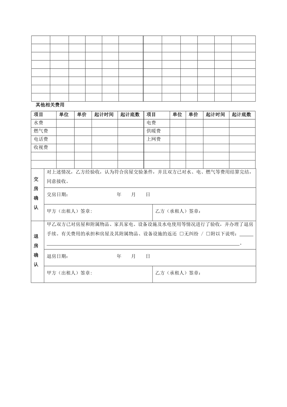 公共租赁住房租赁合同附房屋交割清单.doc