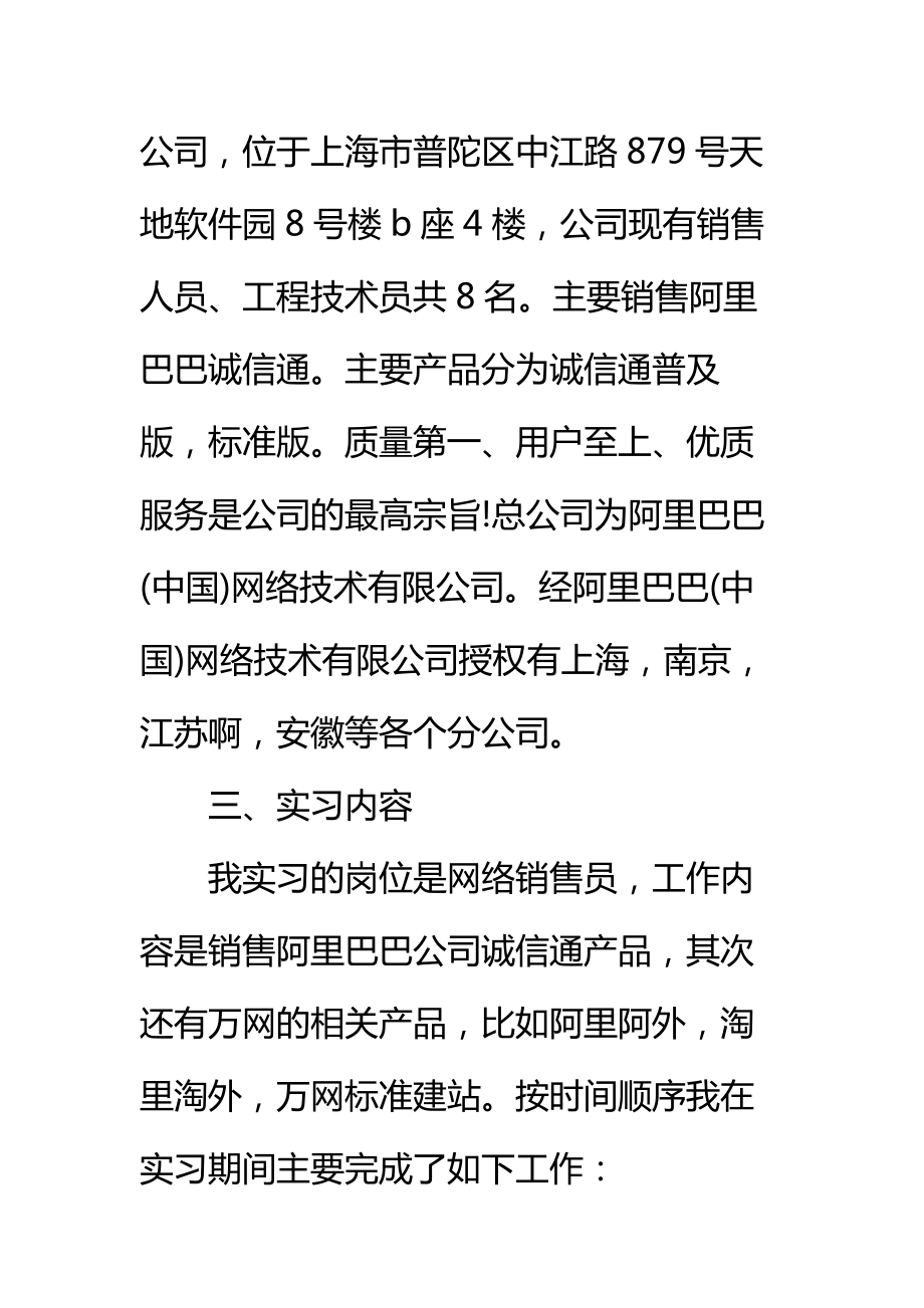 网络销售实习报告3000字标准范本.doc