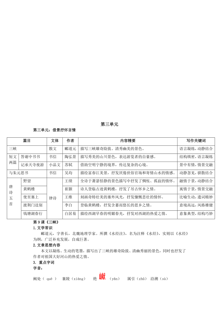 初中语文八年级上册自主预习教案.doc